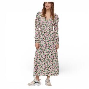 H&M Lyocell Dress Puff SLVS Floral Cottagecore Romantic Retro Boho-chic Prairie.